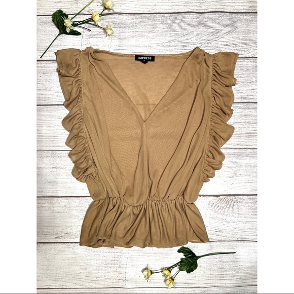 EXPRESS Ruffle V-Neck Peplum Top - Picture 12 of 12